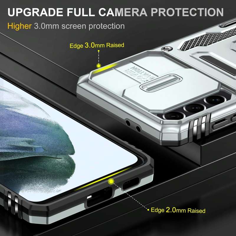 For Samsung Galaxy S21 5G Armor PC + TPU Camera Shield Phone Case(Grey)