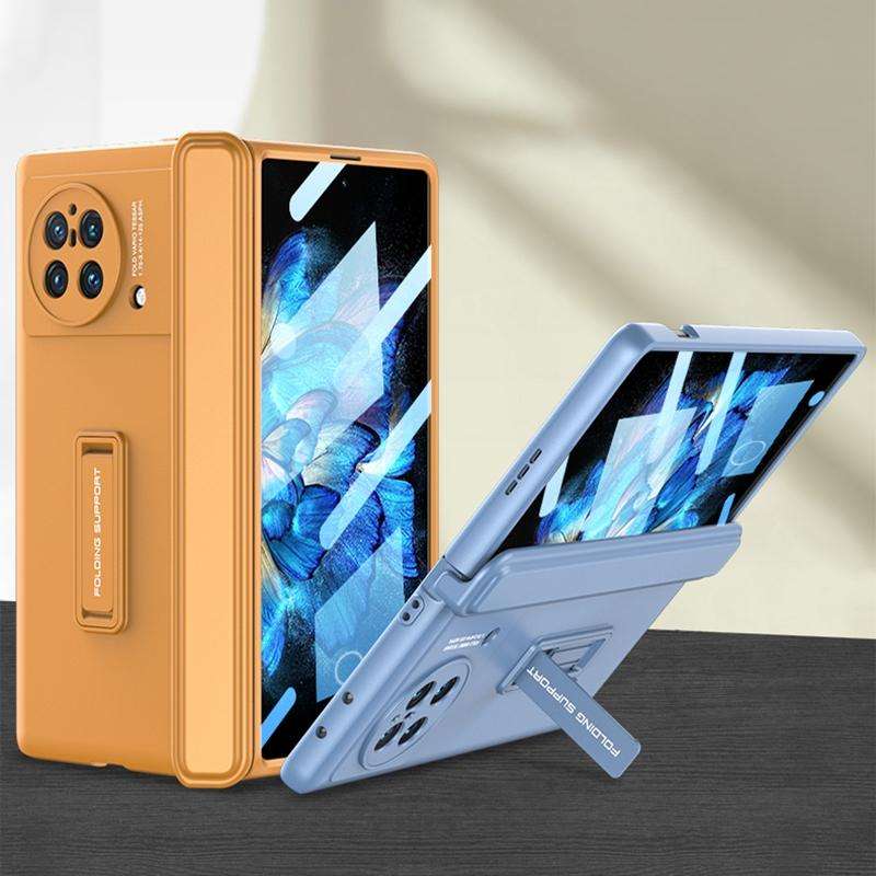 For vivo X Fold GKK Magnetic Hinge Flip Phone Case with Holder(Blue)