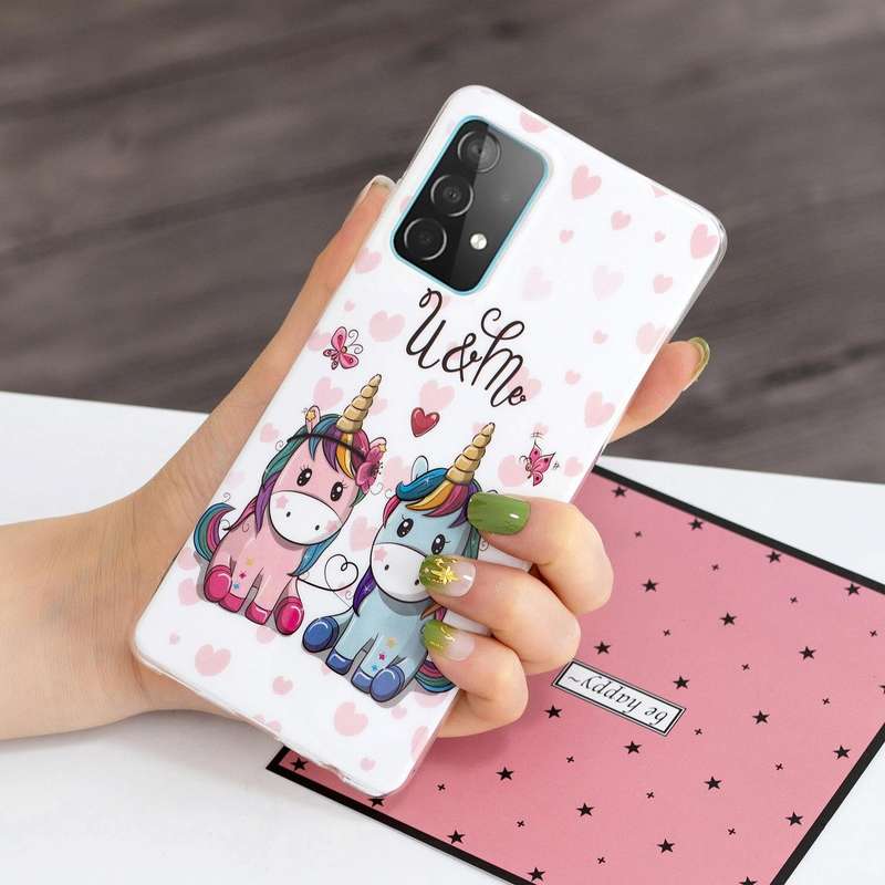 For Samsung Galaxy A52 5G / 4G Luminous TPU Mobile Phone Protective Case(Couple Unicorn)