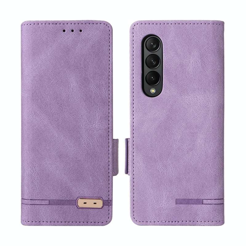 For Samsung Galaxy Z Fold4 Magnetic Clasp Flip Leather Phone Case(Purple)