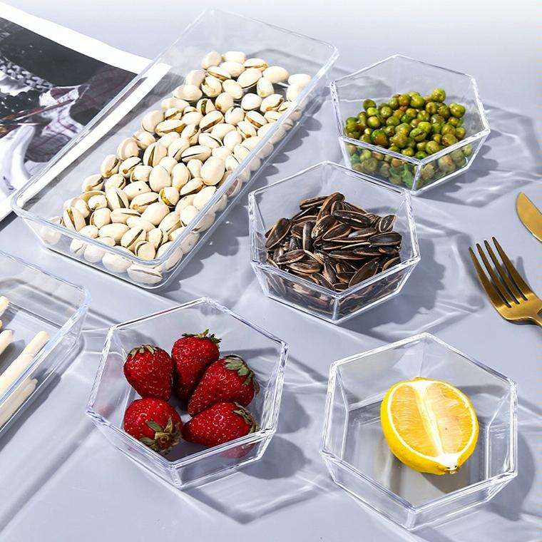2 PCS Geometric Snack Plate, Style: Quadrilateral (Transparent)