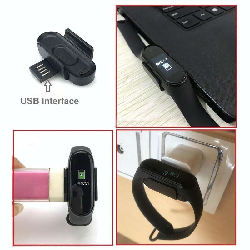For Xiaomi Mi Band 4 Charger Charging Dock Base Stand Holder with 1m Charging Cable(Black)