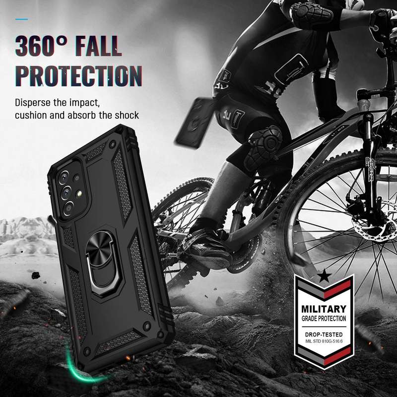 For Samsung Galaxy A73 5G Shockproof TPU + PC Phone Case with Holder(Black)