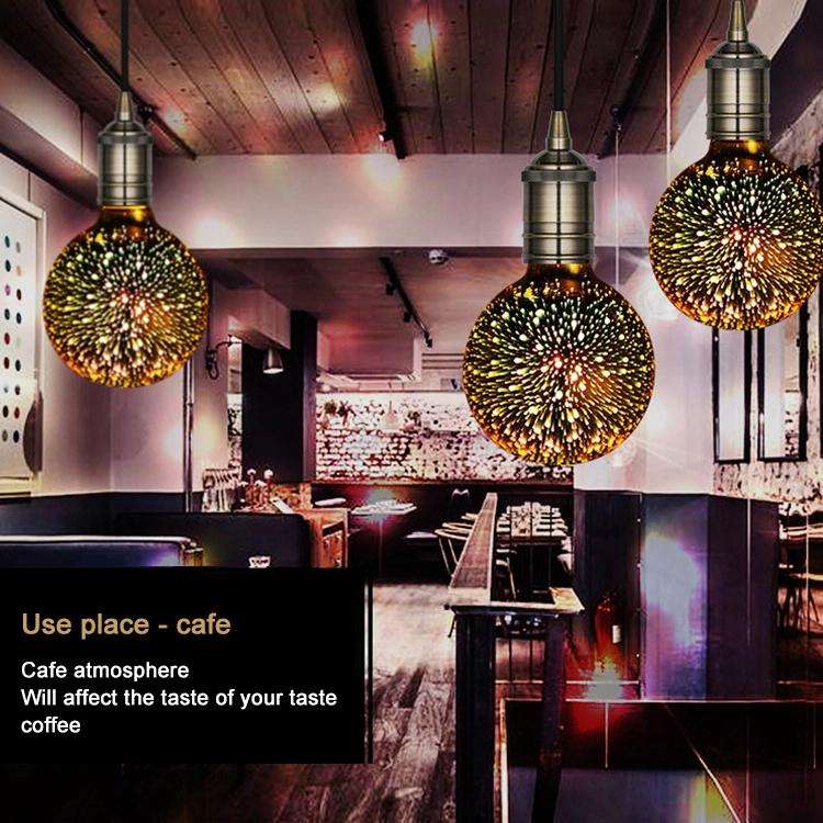 G95 E27 4W IP65 Waterproof Warm White 3D Fireworks LED Bulb, 2700K 48 LEDs SMD 2835 Vintage Atmos...