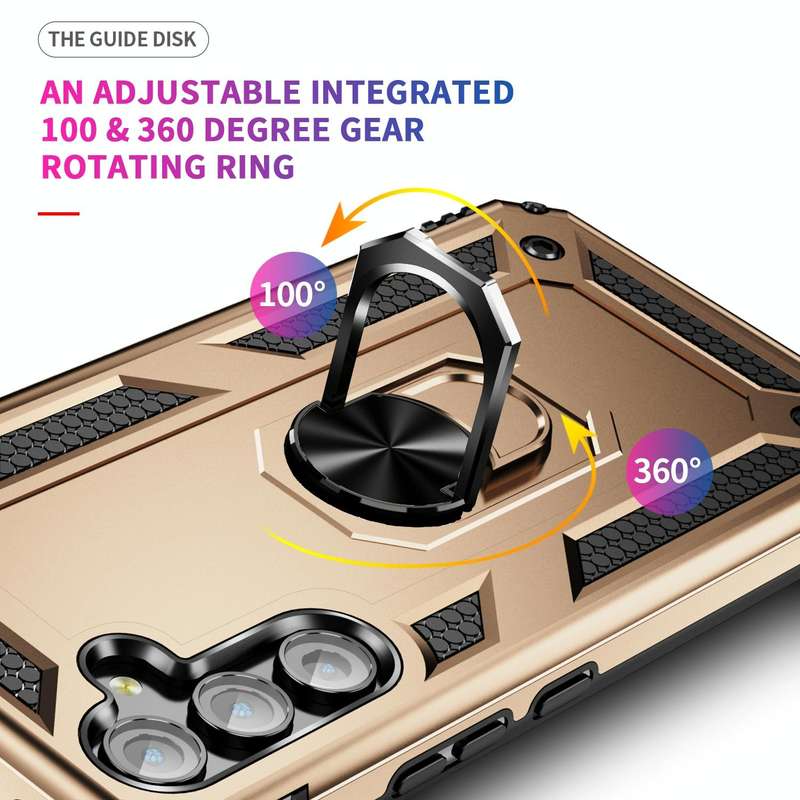 For Samsung Galaxy A54 Shockproof TPU + PC Phone Case with Holder(Gold)