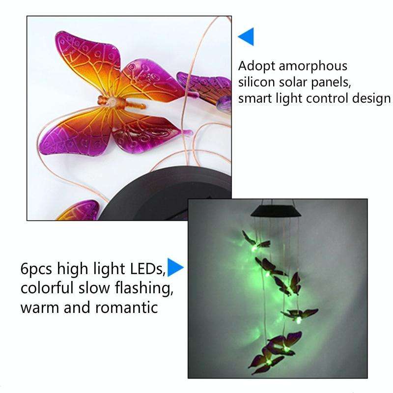 Outdoor Solar Wind Chime Lamp Courtyard Garden Decoration Led Landscape Lamp Ornaments, Style:Col...