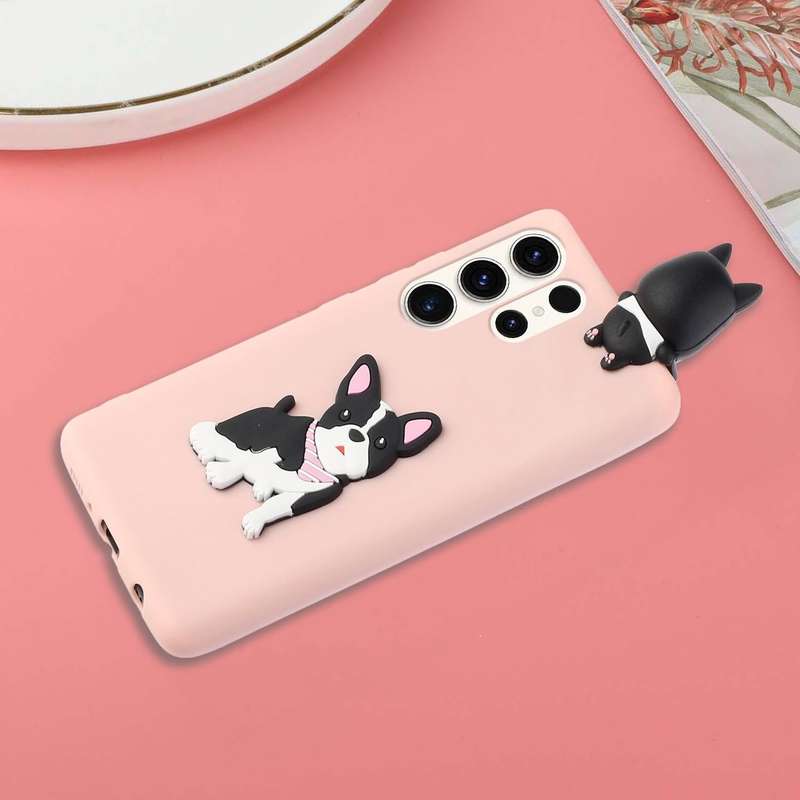 For Samsung Galaxy S23 Ultra 5G 3D Lying Cartoon TPU Shockproof Phone Case(Cute Dog)
