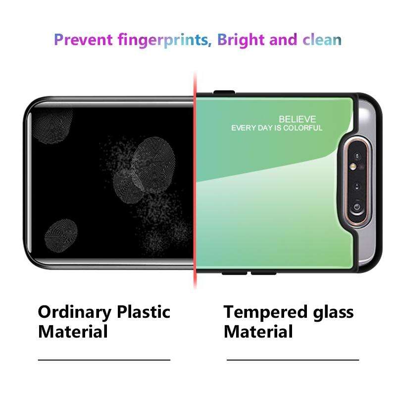 For Galaxy A80 Gradient Color Glass Case(Purple)