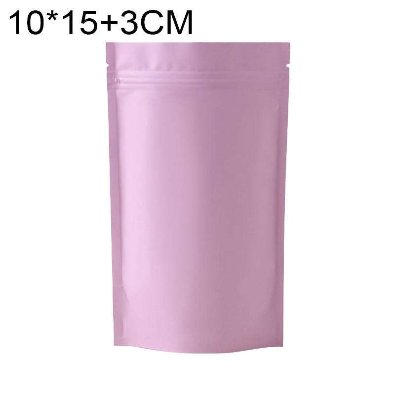 100 PCS/Set Matte Aluminum Foil Snack Stand-up Pouch, Size:10x15+3cm(Pink)