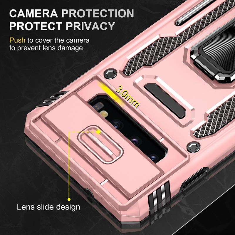 For Samsung Galaxy S10 Armor PC + TPU Camera Shield Phone Case(Rose Gold)