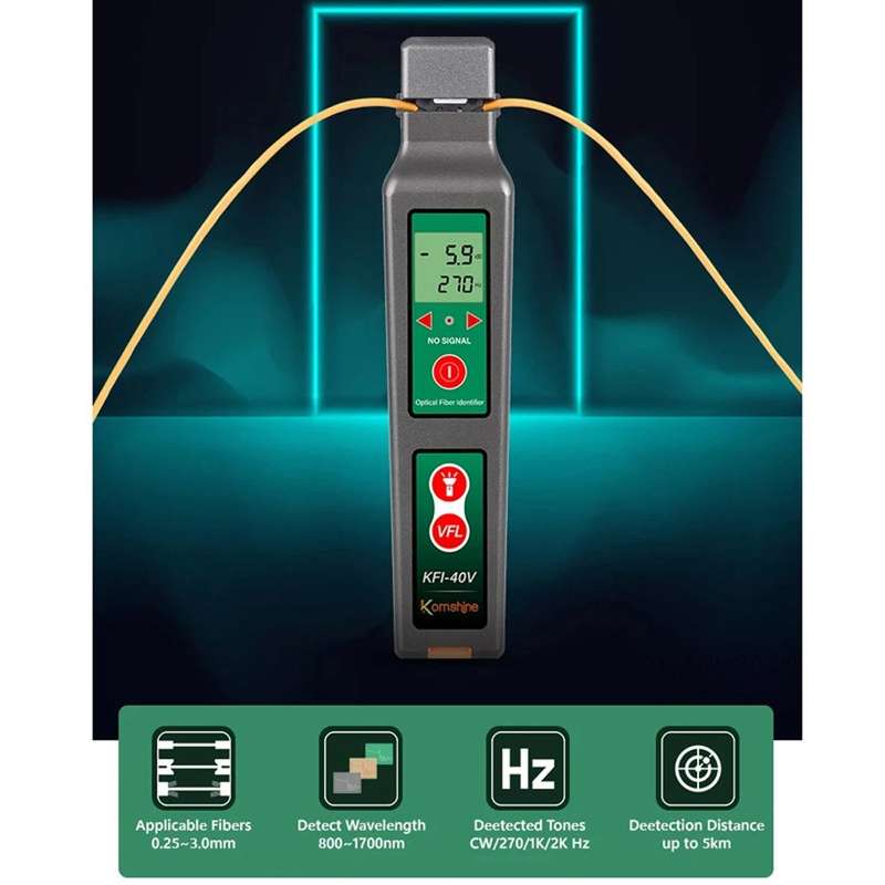 Komshine Fiber Optic Identifier Optical Cable Signal Direction Identifier With VFL Red Light 10mW...