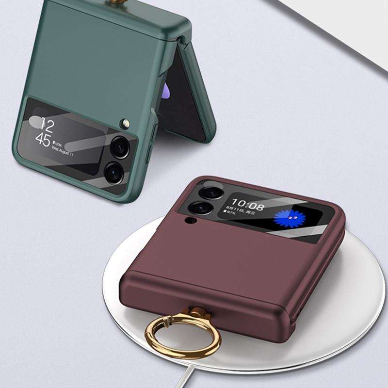 For Samsung Galaxy Z Flip4 GKK Magnetic Hinged Flip Case with Ring Holder(Black)