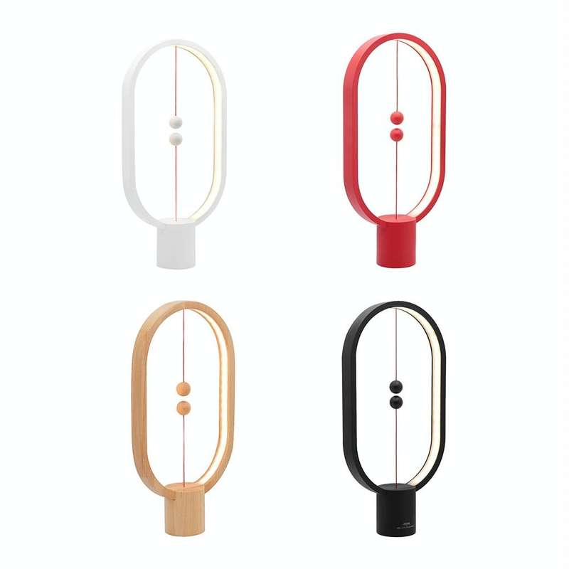 Beech Wood Balance Lamp LED Night Light USB Powered Bedroom Office Table Night Lamp Novel Light H...