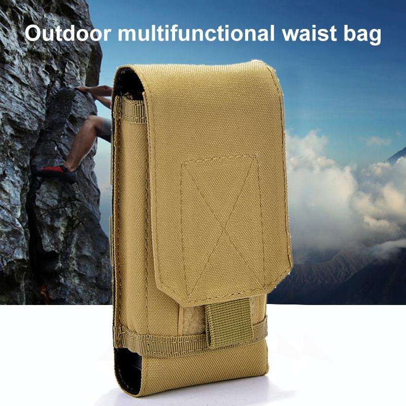 Stylish Outdoor Water Resistant Fabric Cell Phone Case, Size: approx. 17cm x 8.3cm x 3.5cm (Coyot...