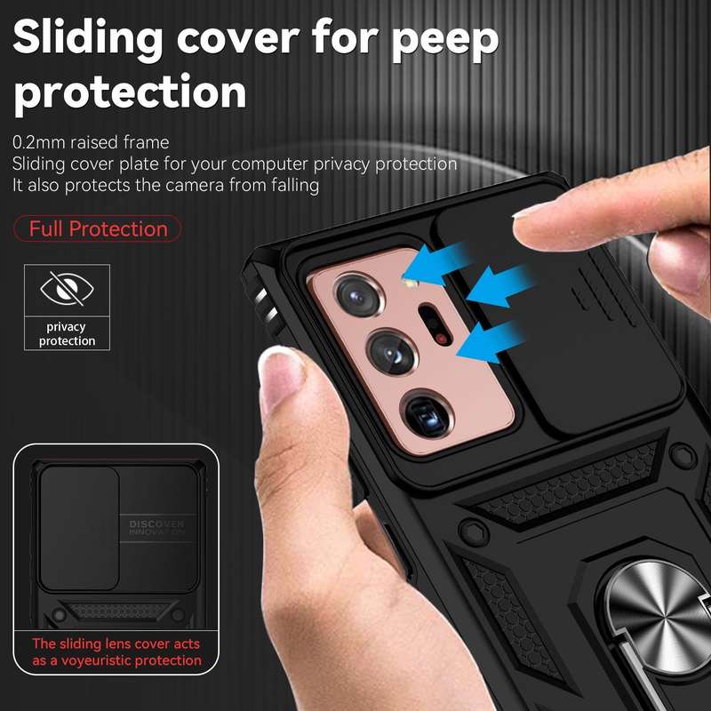 For Samsung Galaxy Note20 Ultra Sliding Camshield Holder Phone Case(Black)