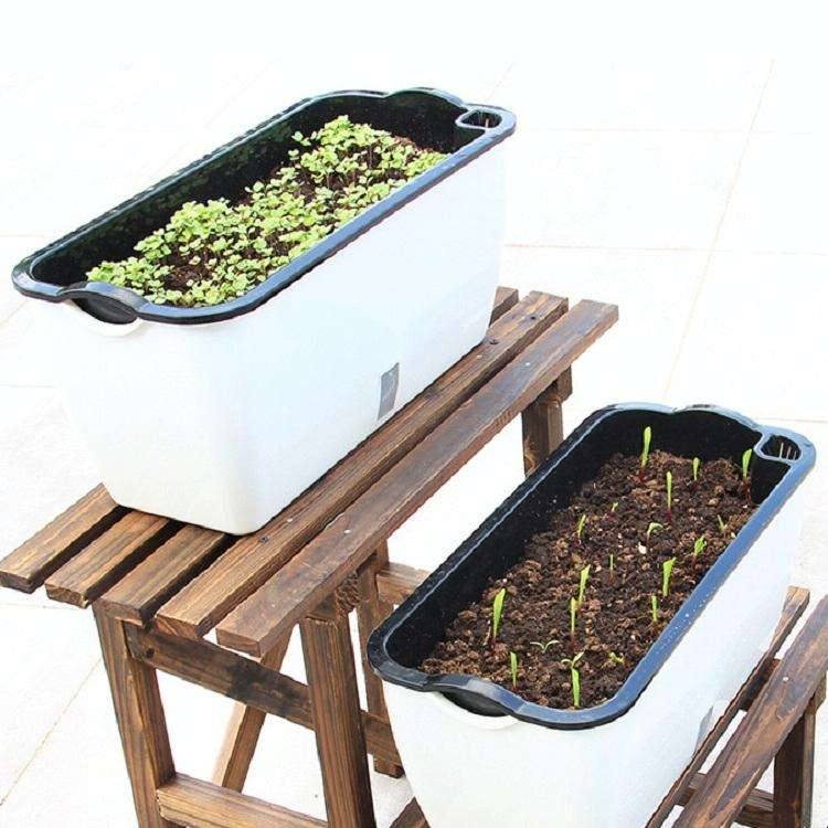 Family Balcony Rectangular Plastic Self-Absorbent Vegetable Growing Pot Flower Pot, Style: SC02 B...