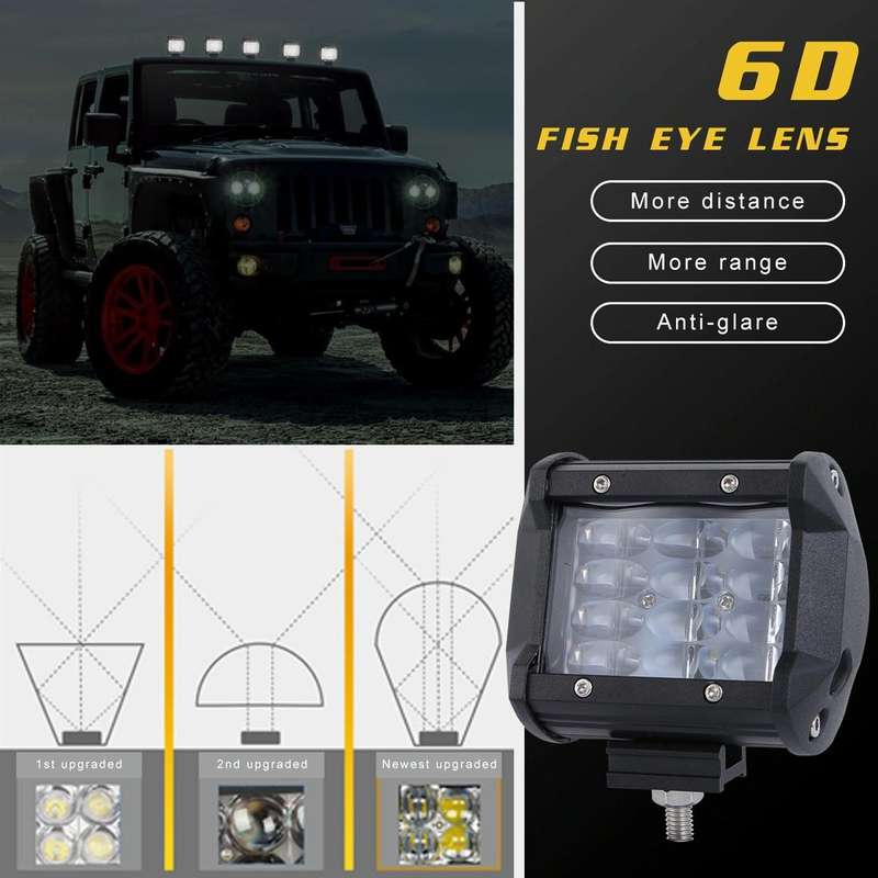 4 inch Four Rows 15W 2000LM 6000K Car Truck Off-road Vehicle LED Work Lights Spotlight