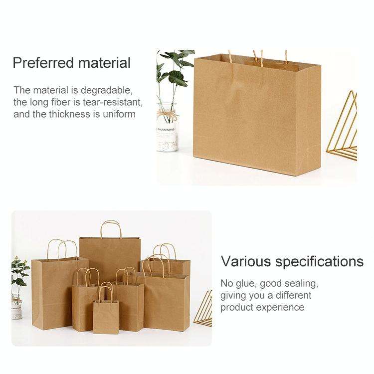 10 PCS Elegant Kraft Paper Bag With Handles for Wedding/Birthday Party/Jewelry/Clothes, Size:16x2...