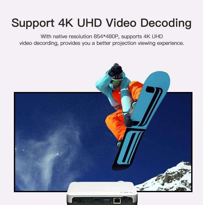 WOWOTO H10S TIDLP DMD 0.45 inch 1280 x 800 4K 500ANSI RGB LED Smart Projector(UK Plug)