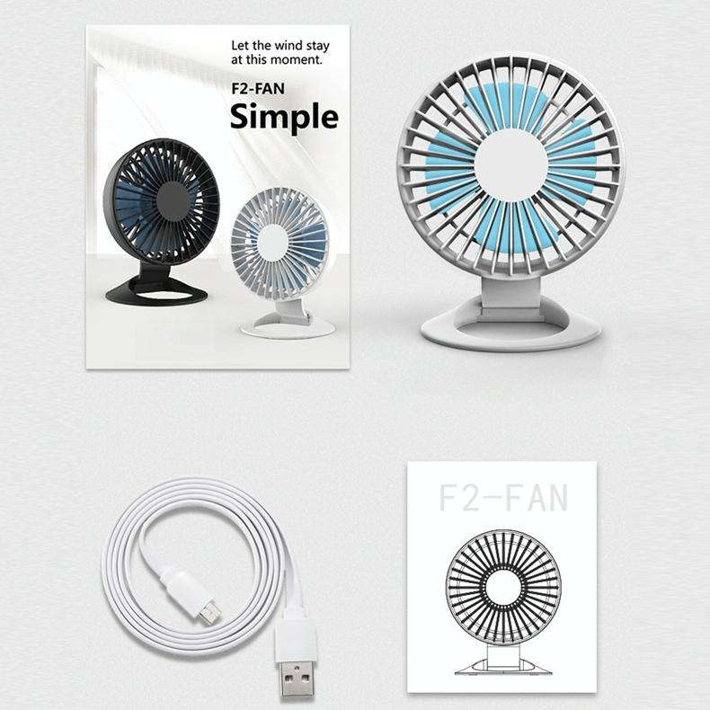 F2 Student USB Quiet Office Desktop Mini Fan, Colour: White Without Battery