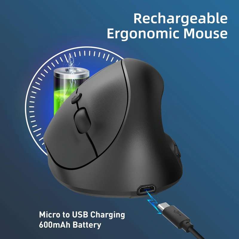 X10 2.4G Wireless Rechargeable Vertical Ergonomic Gaming Mouse(Black)