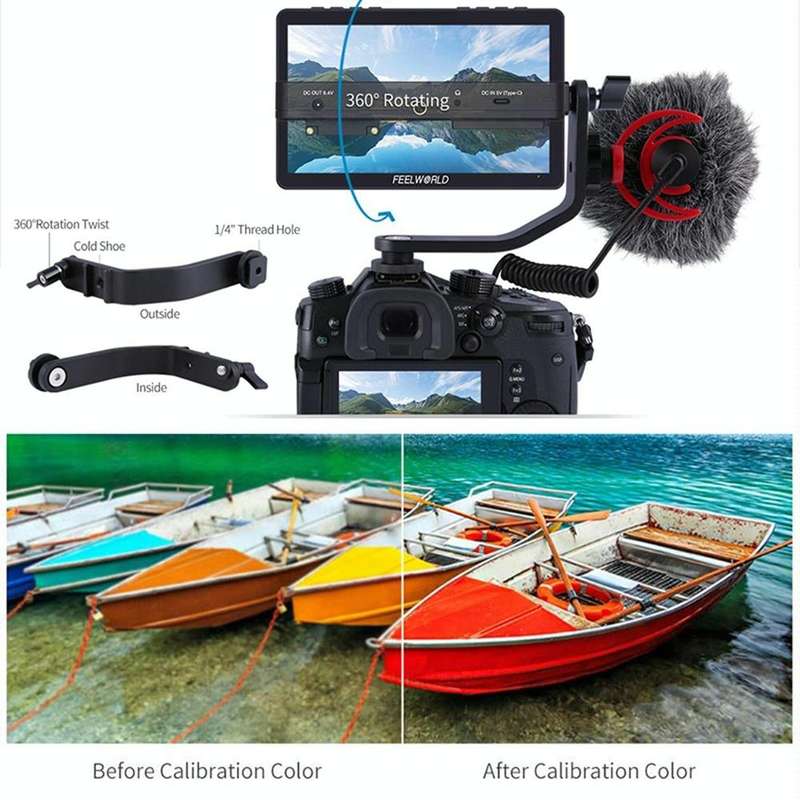 FEELWORLD F5 Pro V4 6 inch Touch Screen DSLR Camera Field Monitor 3D LUT 4K HDMI Input Output Til...