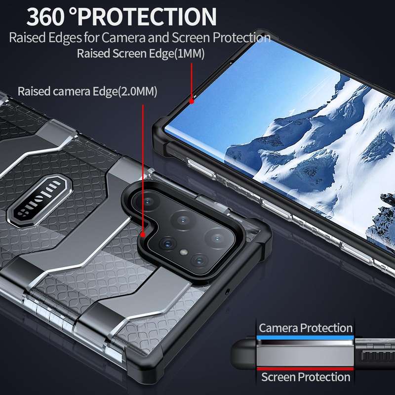 For Samsung Galaxy S22 Ultra 5G wlons Explorer Series PC+TPU Phone Case(Black)