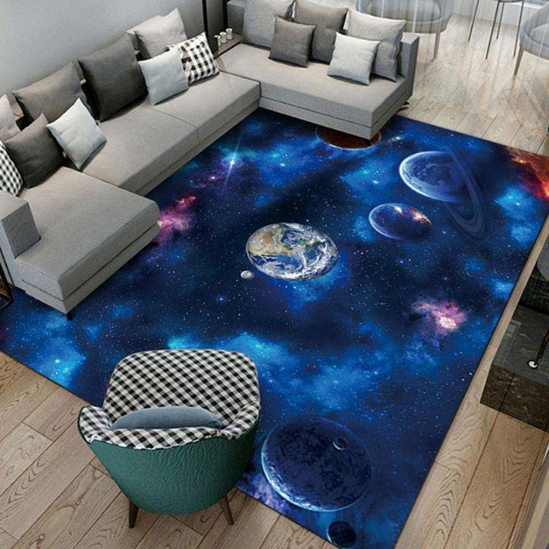 3D Visual Cartoon Cosmic Planet Living Room Carpet, Size: 60x90cm(Cosmic Planet 2)