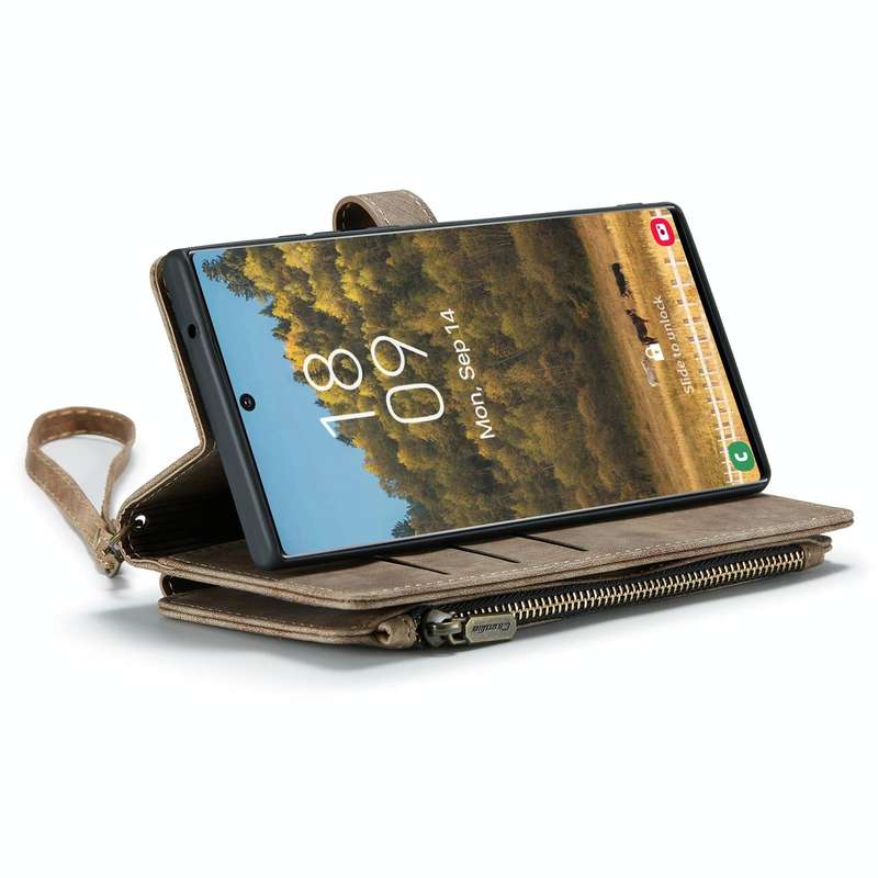 For Samsung Galaxy S22 Ultra 5G CaseMe C30 Multifunctional Phone Leather Case with Holder & Card ...