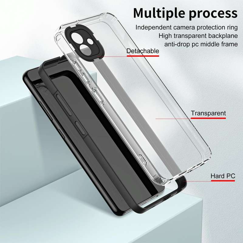 For Samsung Galaxy A04 Clear TPU Color PC Frame Phone Case(Black)
