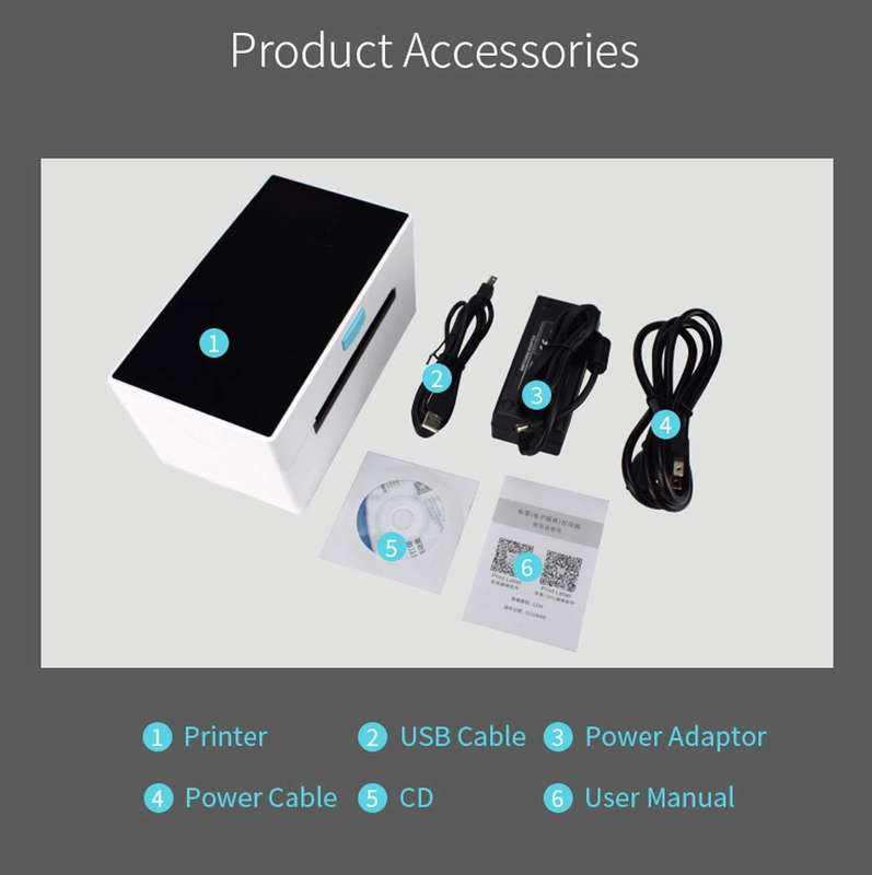POS-9220 100x150mm Thermal Express Bill Self-adhesive Label Printer, USB + Bluetooth with Holder ...