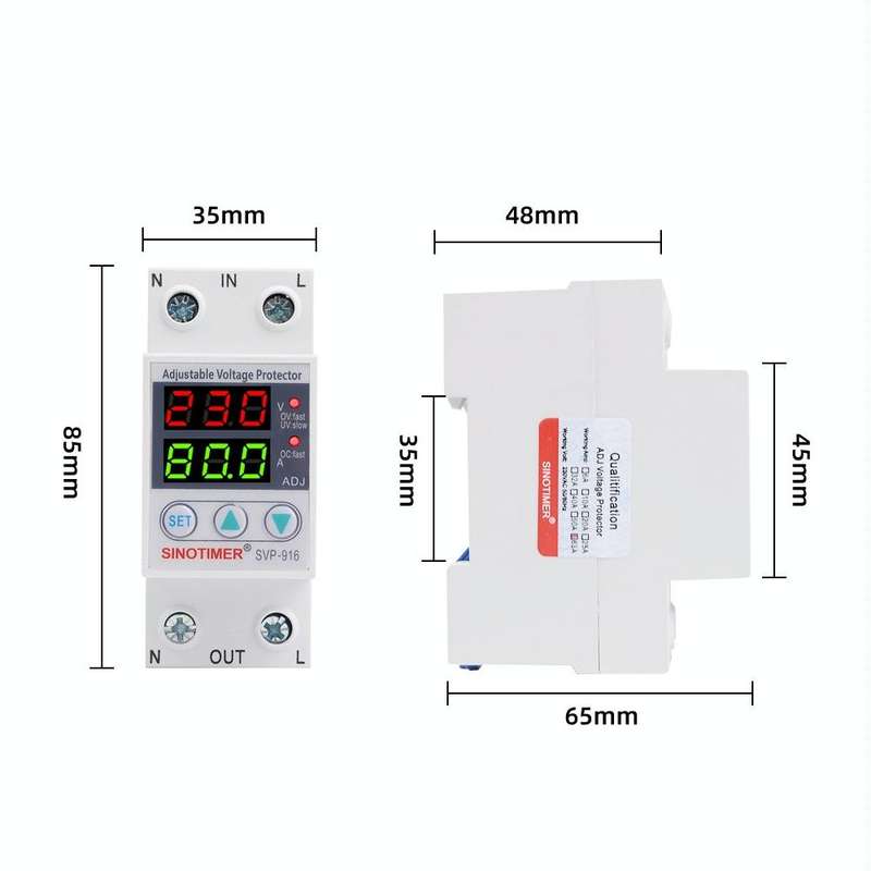 SINOTIMER SVP-916 Adjustable Self-resetting Over-voltage Under-voltage Protector, Current: 80A