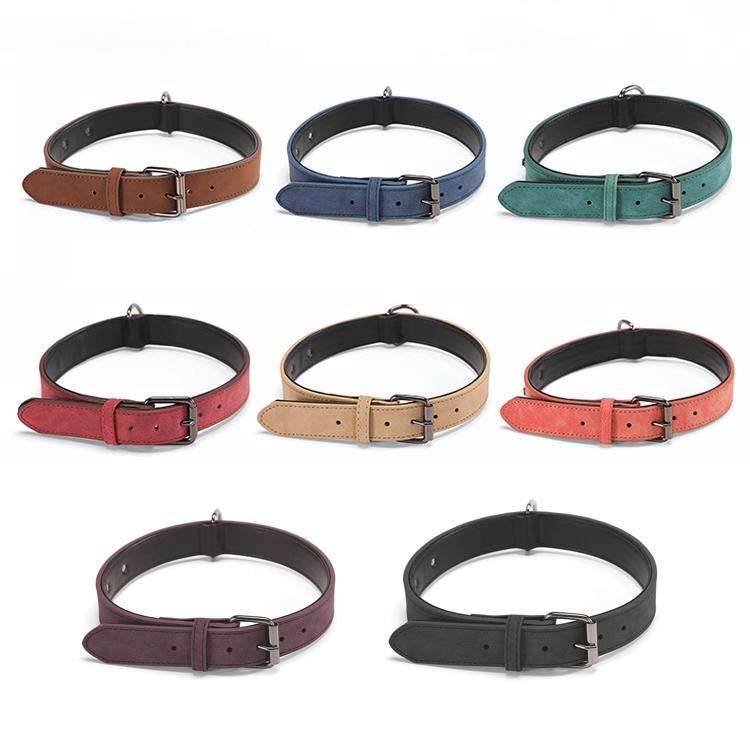 JINMAOHOU Dogs Double-Layer Leather Collar, Specification: L 59x3.2cm(Green)