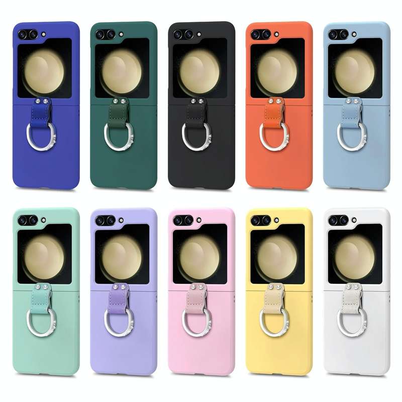 For Samsung Galaxy Z Flip5 5G Skin-feel Diamond Ring Shockproof Phone Case(Black)