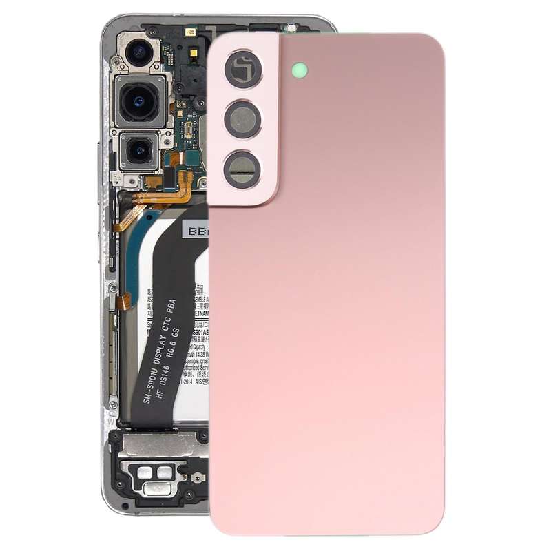 For Samsung Galaxy S22 5G SM-S901B Battery Back Cover with Camera Lens Cover (Pink)