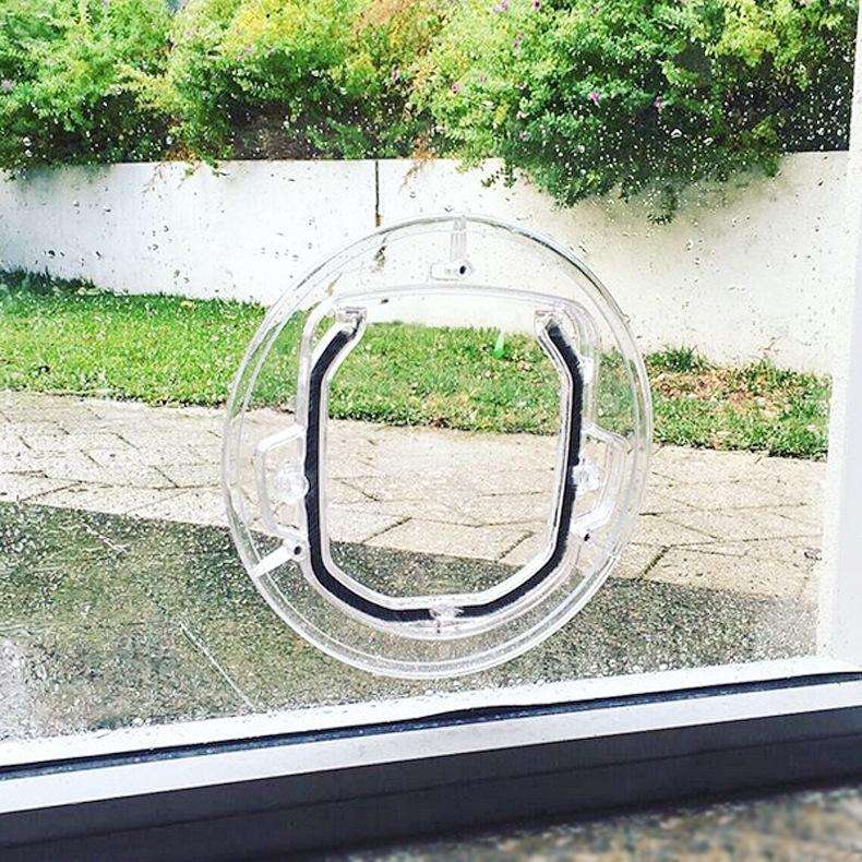 Pet Supplies PC Material Round Glass Door Cat Puppy Door Hole(Transparent)