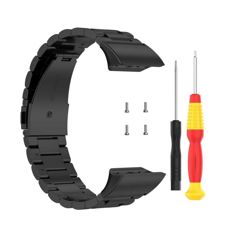 For Garmin Forerunner 35 / 30 Universal Three Beads Stainless Steel Watch Band(Black)