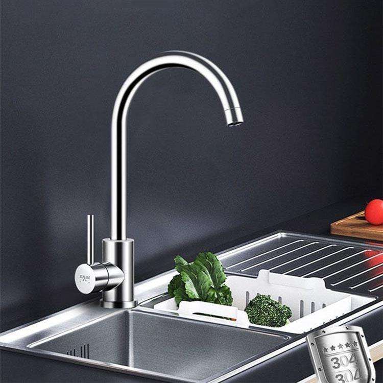 304 Stainless Steel Kitchen Rotatable Sink Faucet(60cm Pipe+Single Cold Curve)