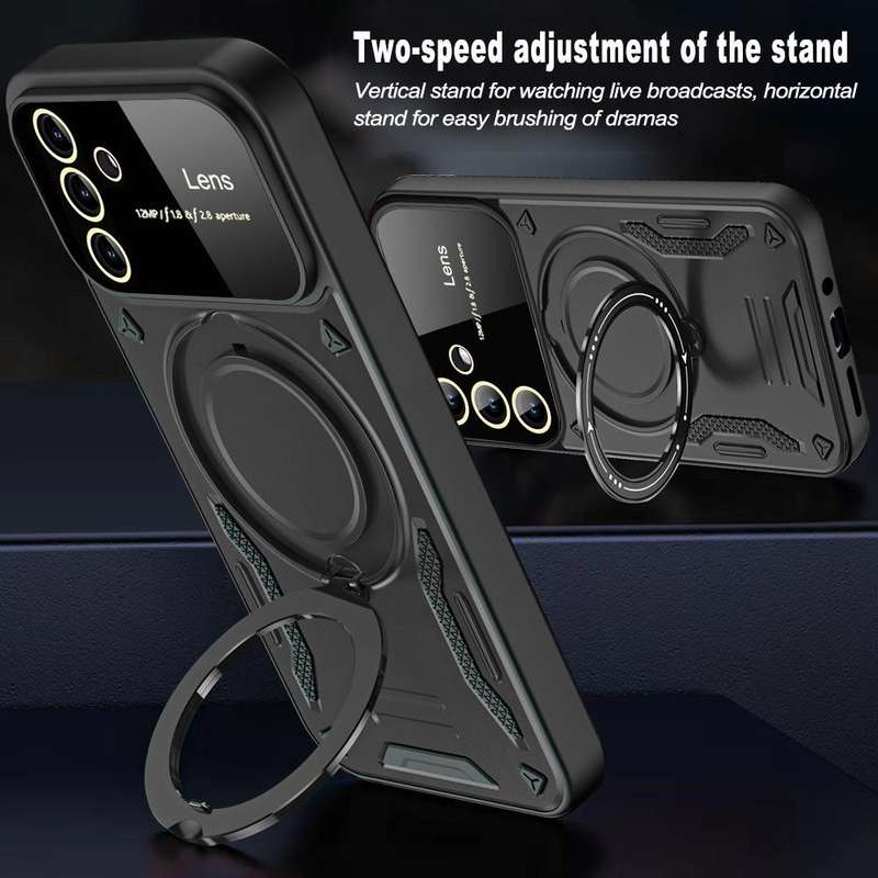 For Samsung Galaxy A54 5G Large Window MagSafe Holder Phone Case(Black)