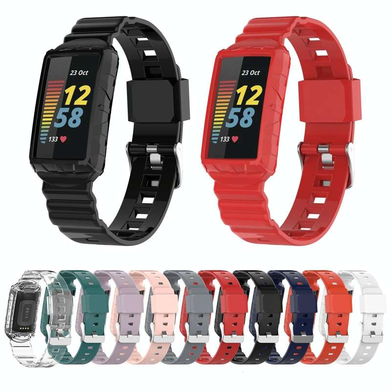 For Fitbit Charge 5 Silicone One Body Armor Watch Band(Navy Blue)