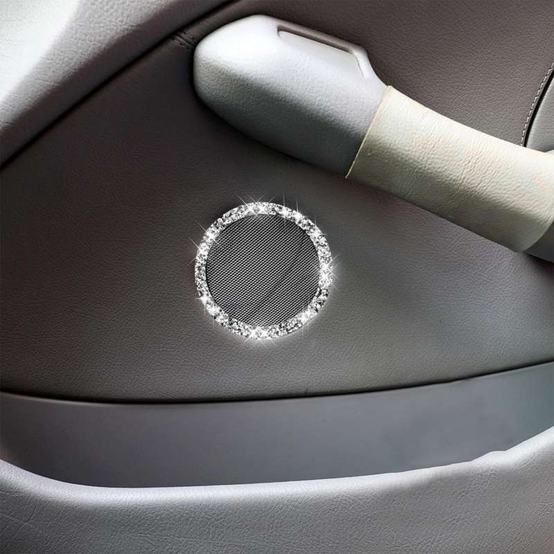 For BMW Series 3 E46 1998-2005 Car Horn Circle Diamond Decoration Sticker, Left and Right Drive