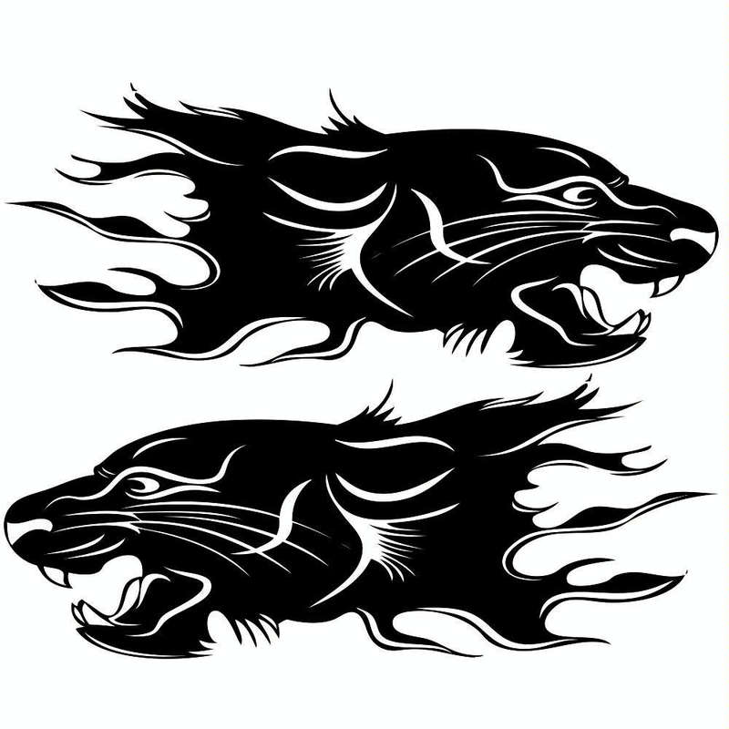 2 PCS/Set D-417 Lion Pattern Car Modified Decorative Sticker(Black)