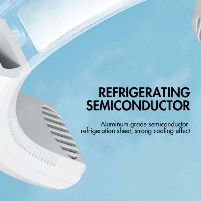 WT-F54 Wind From All Sides Long Battery Life Semiconductor Cooling Hanging Neck Fan(White)