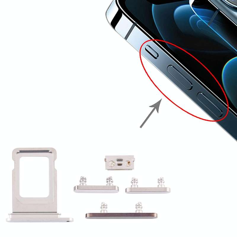 SIM Card Tray + Side Keys for iPhone 12 Pro(White)