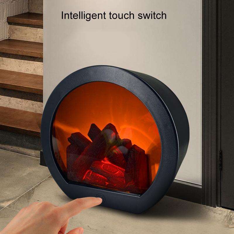 Simulation Flame Touch Switch Fireplace Light Ornaments(Semi-circular)