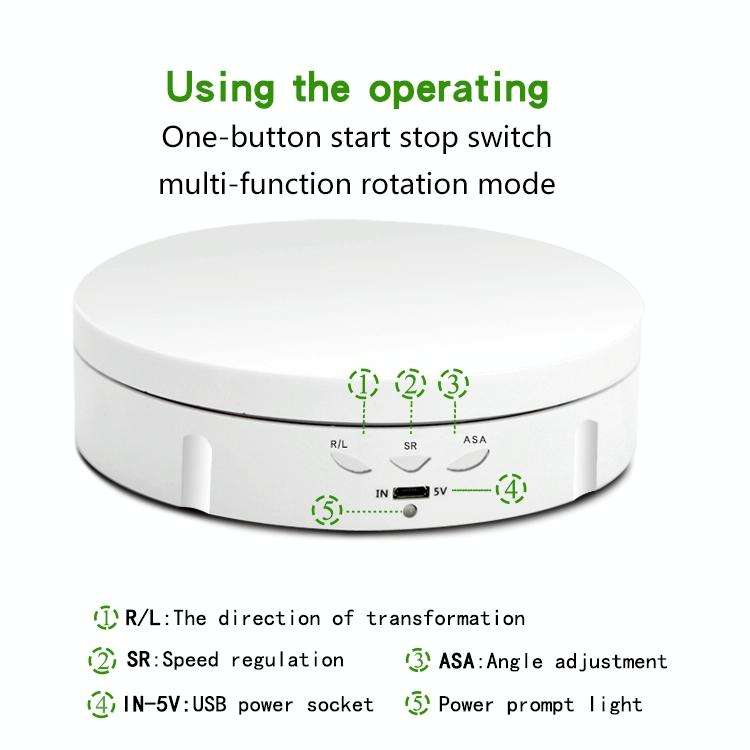 14.6cm Remote USB Electric Rotating Turntable Display Stand, Load: 10kg(White)