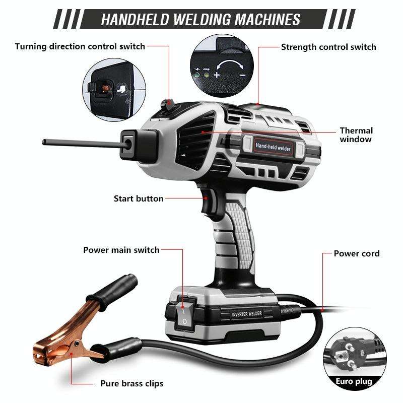 Handheld Welding Machine Home Small Portable Inverter Welder(Gray EU Plug 220V)