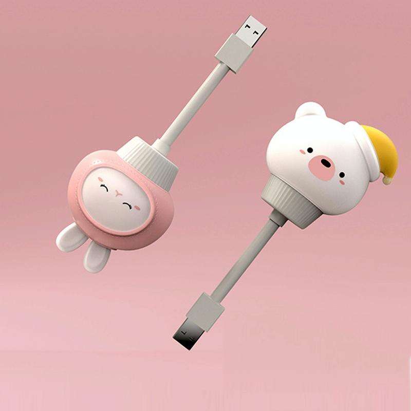 USB Night light LED Cute Bedroom Sleep Eye Protection Bedside Lamp, Style:Regular Version(Rabbit)