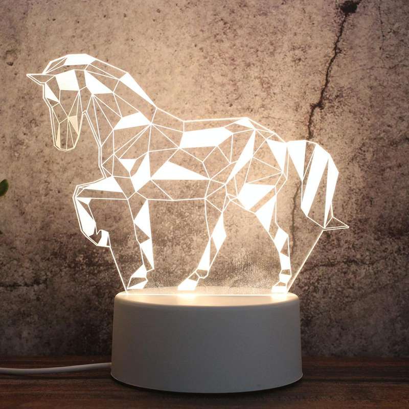White Base Creative 3D Tricolor LED Decorative Night Light, Button Plug Version, Shape:Geometric ...
