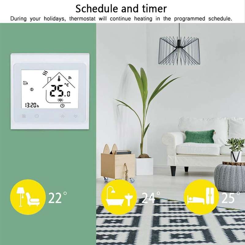 BHT-002GBLW 16A Load Electronic Heating Type LCD Digital Heating Room Thermostat with Sensor & Ti...